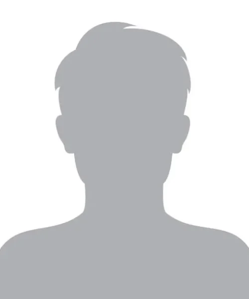 Silhouette of a person with short hair.